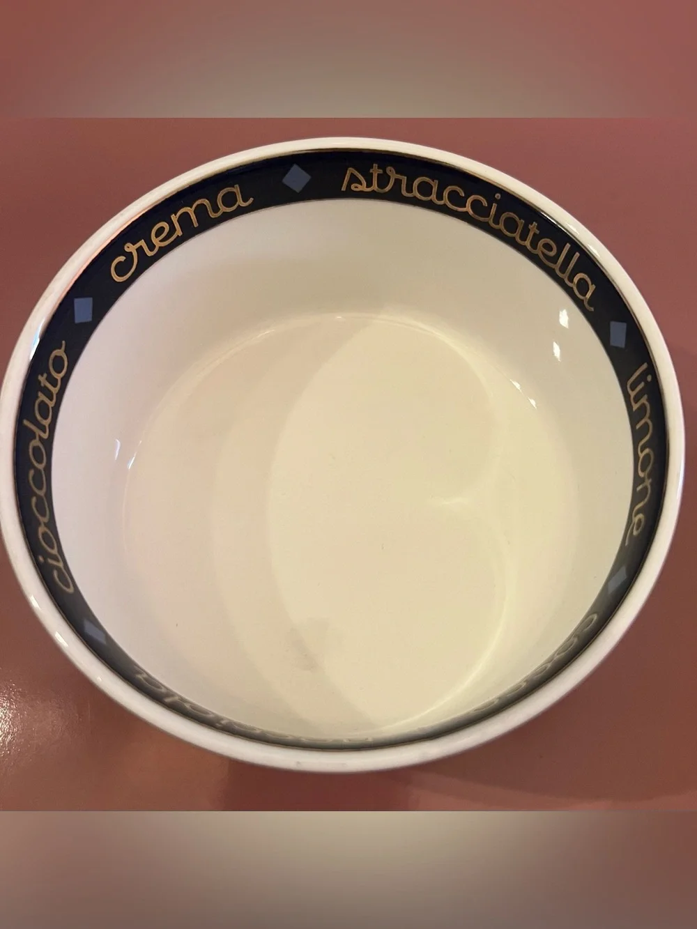 Anthropologie Bistro Tile Stoneware 24k Gold Accent Italia Gelato Bowl